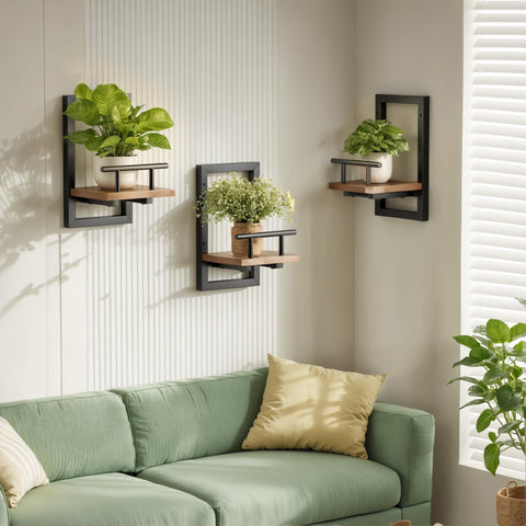 Sbosbo shelves in use with potted plants demonstrating stylish vertical gardening