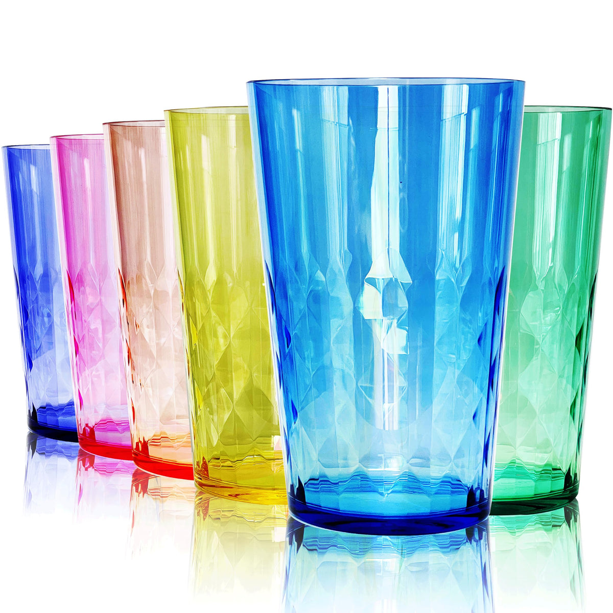 SCANDINOVIA front view of six 19oz colorful tumblers showing value