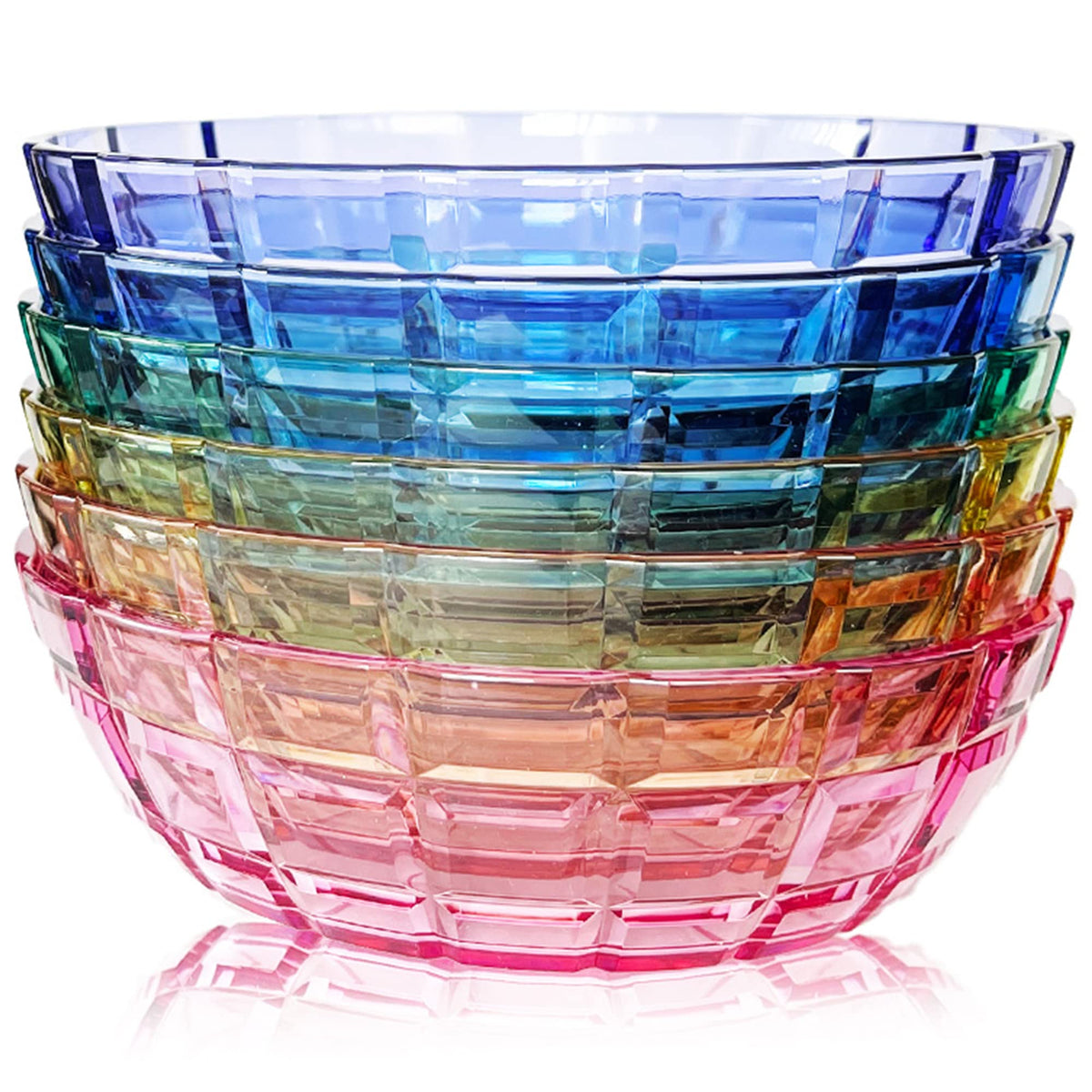 SCANDINOVIA front view of six-bowl set showing colors and packaging, durable look