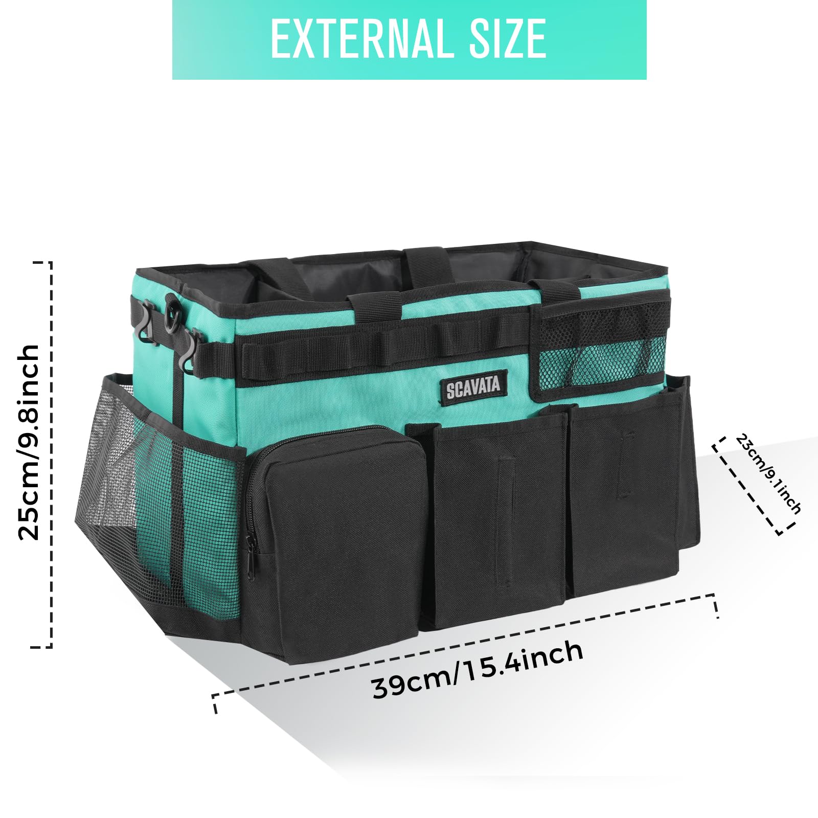 SCAVATA exterior pockets and trash bag dispenser for quick access benefit
