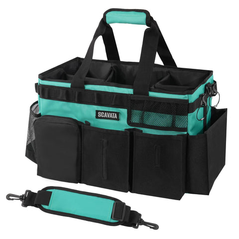 SCAVATA front view showing lake blue caddy and neat organization benefit
