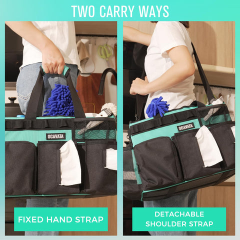 SCAVATA worn by cleaner in action for hands-free convenience benefit