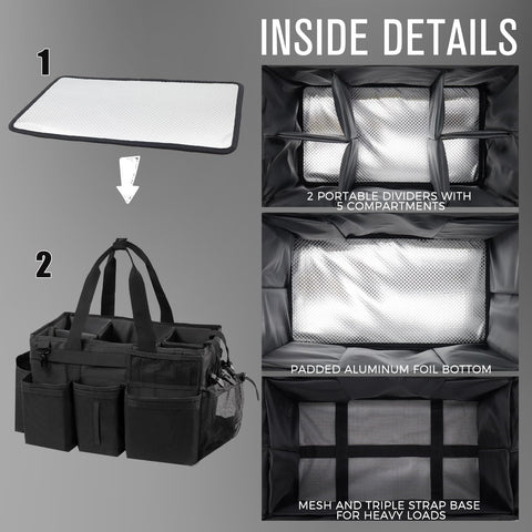 SCAVATA side view with mesh pocket and trash bag dispenser for convenience