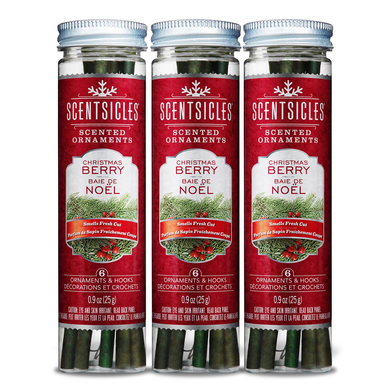 Scentsicles front packaging showing Christmas Berry scent and 3-pack benefit