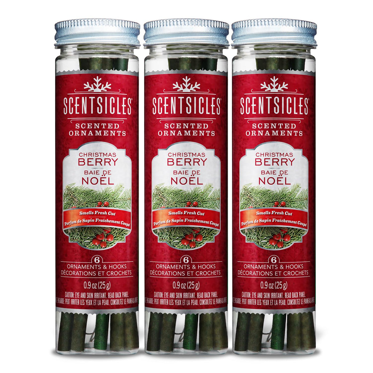 Scentsicles front packaging showing Christmas Berry scent and 3-pack benefit