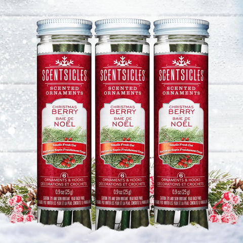 Scentsicles ornaments hanging on fir branch adding natural fragrance benefit
