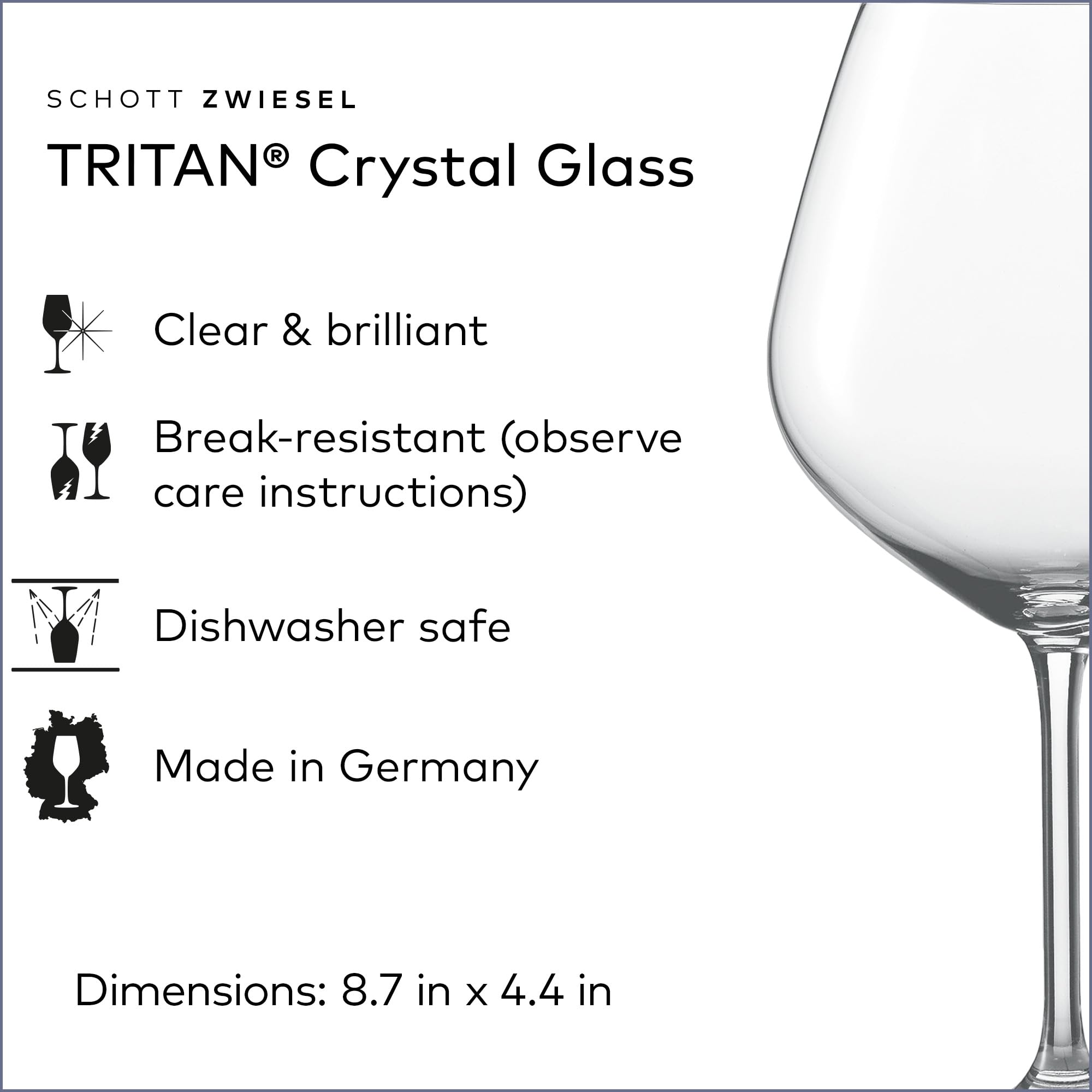 Schott Zwiesel Forté bowl close-up highlighting wide rounded bowl to enhance wine aroma