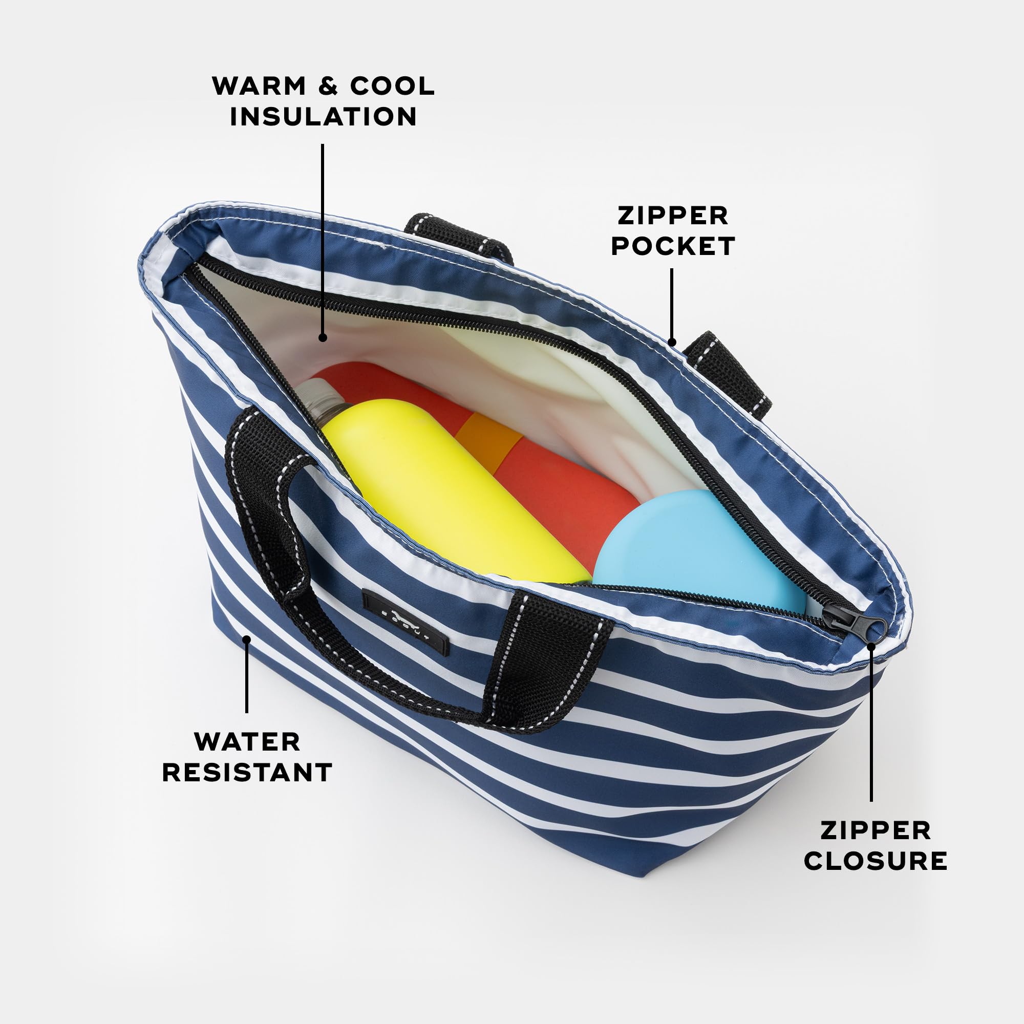 SCOUT Nooner holding meal-prep containers showing organized meal storage benefit