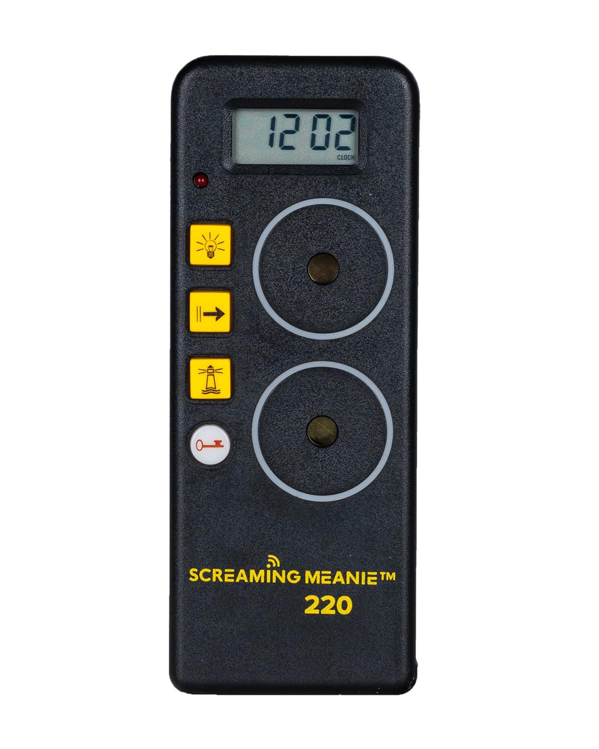 Screaming Meanie front view showing bold face and loud alarm benefit