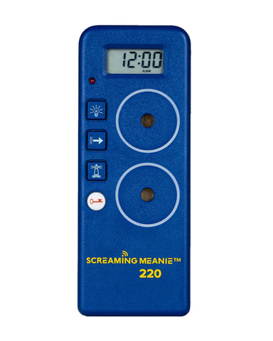 Screaming Meanie front view showing compact design and bold blue color benefit reliable placement