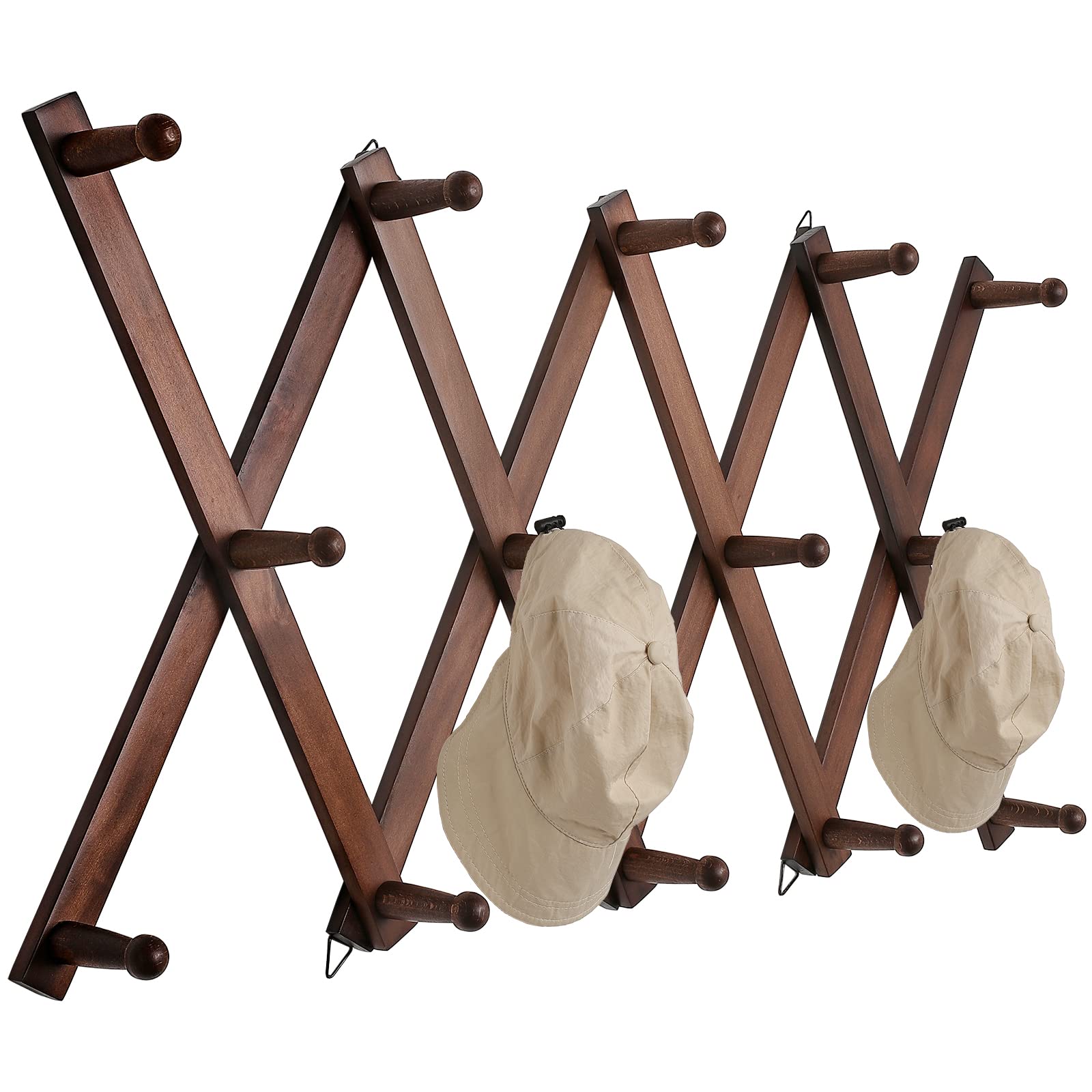SCUNDA front view of 16-inch accordion hanger showing organized hooks benefit space-saving