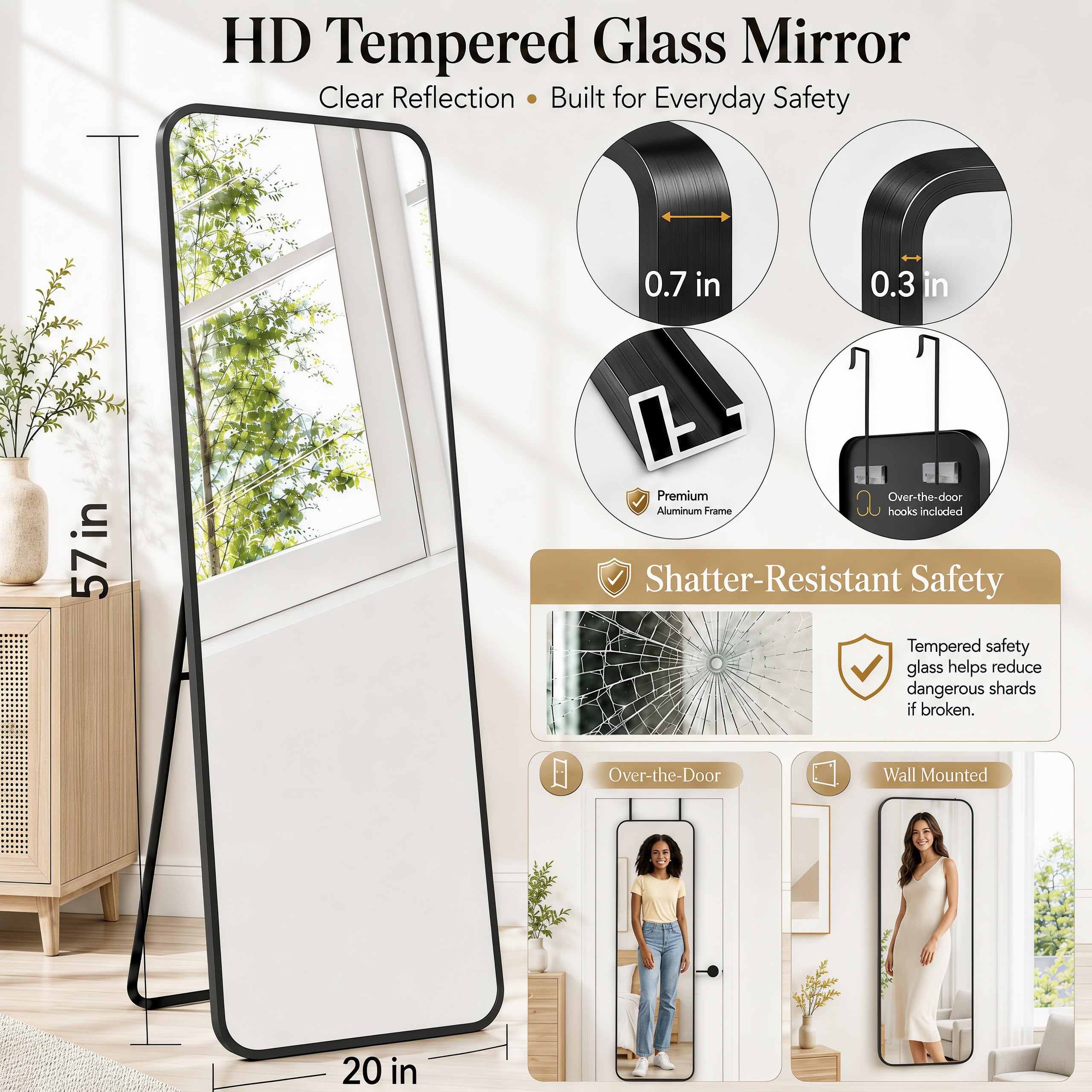 SCWF-GZ close-up of tempered glass highlighting distortion-free clarity benefit