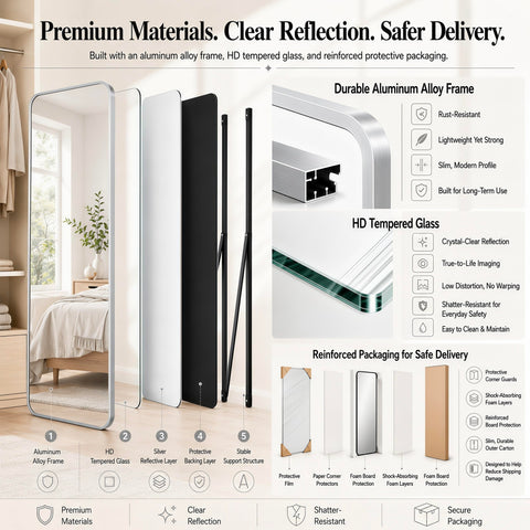 SCWF-GZ mirror in bedroom scene showing decor fit benefit adds visual depth