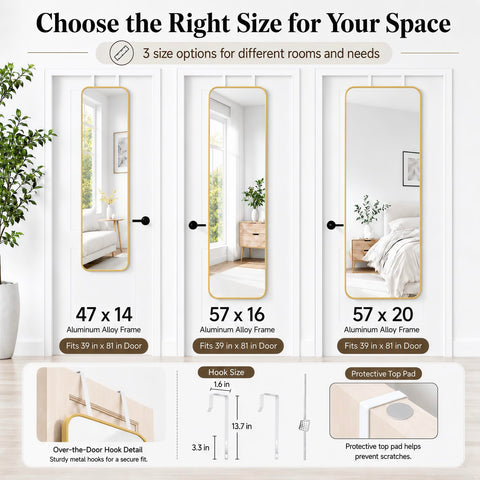SCWF-GZ mirror next to person to show 57x20 scale and full-body viewing benefit