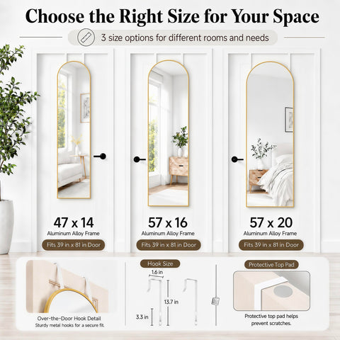 SCWF-GZ mirror with person for scale showing head-to-toe view and accurate sizing benefit