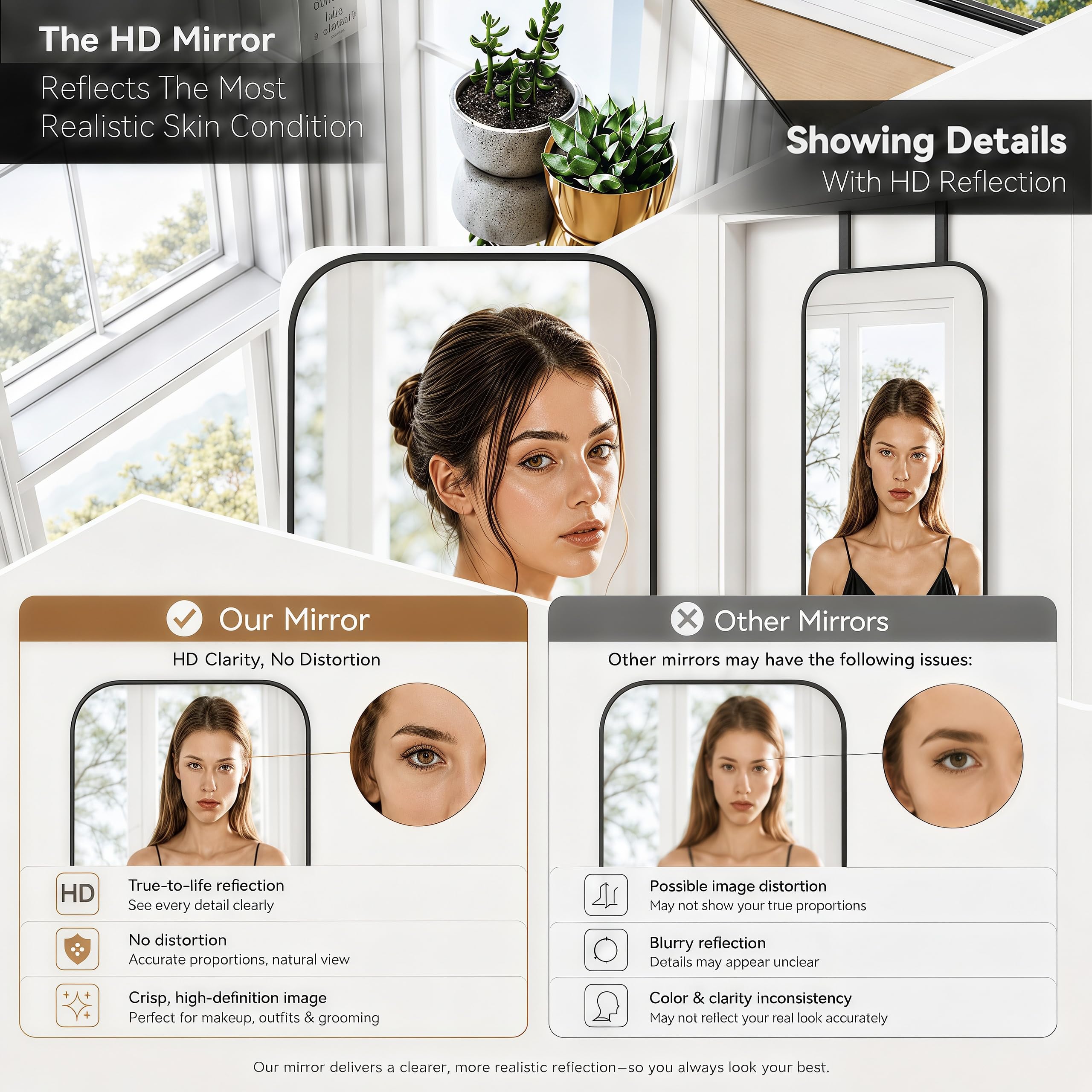 SCWF-GZ wall-mounted mirror in bedroom showing space-saving benefit