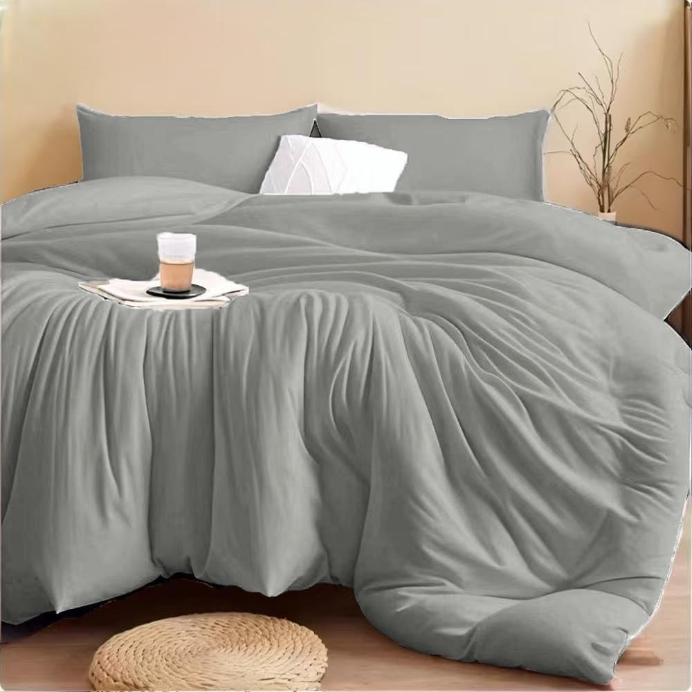 SDIII gray comforter front view showing smooth finish and cozy appeal