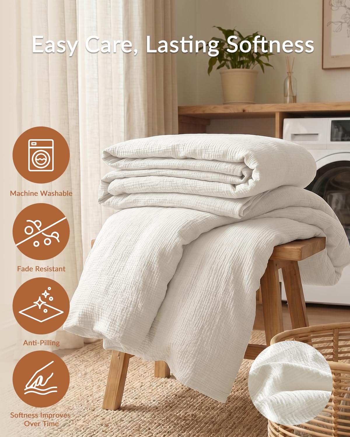 SE SOFTEXLY folded washed cotton fabric showing soft hand and durable weave
