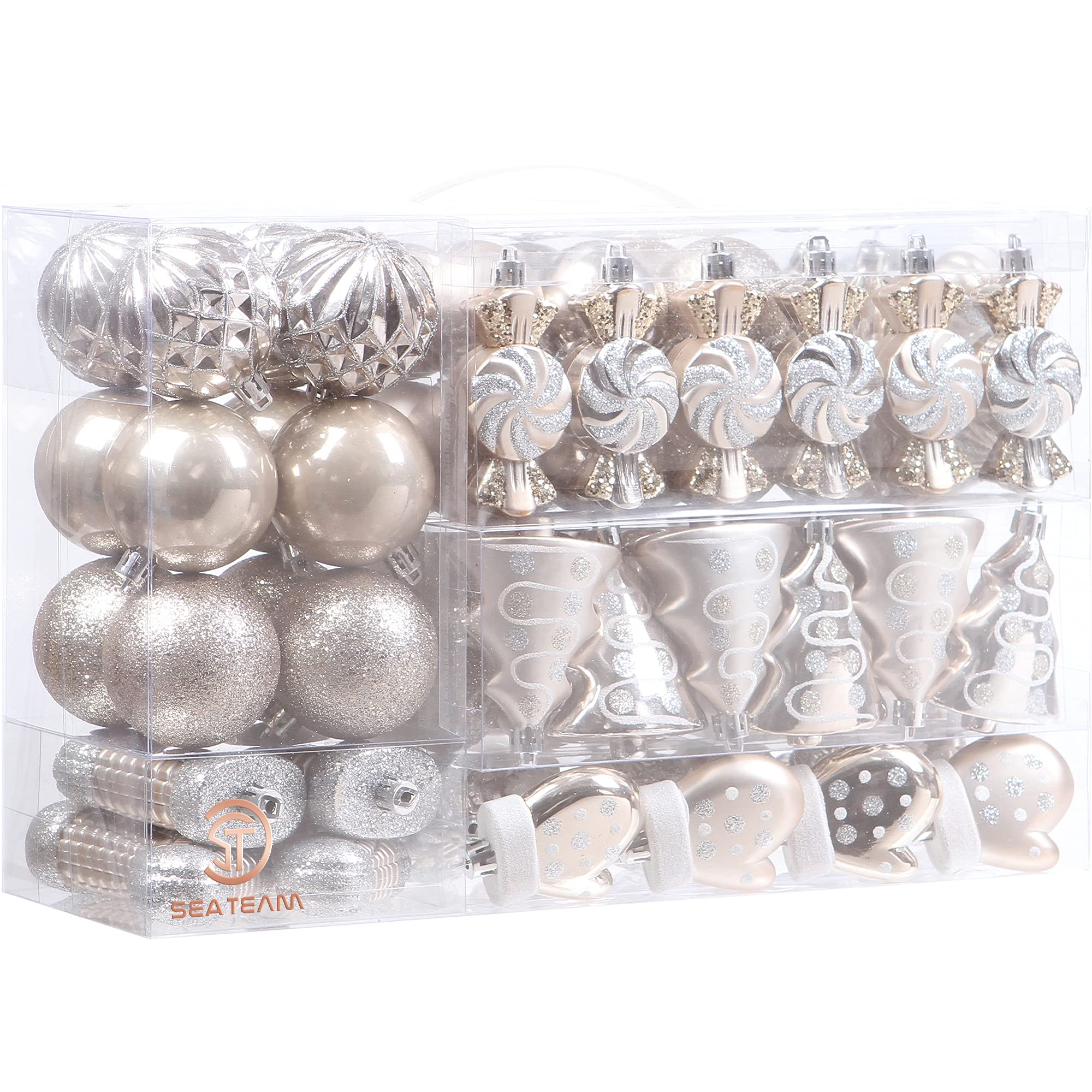 Sea Team front pack of champagne ornaments showing full assortment benefit