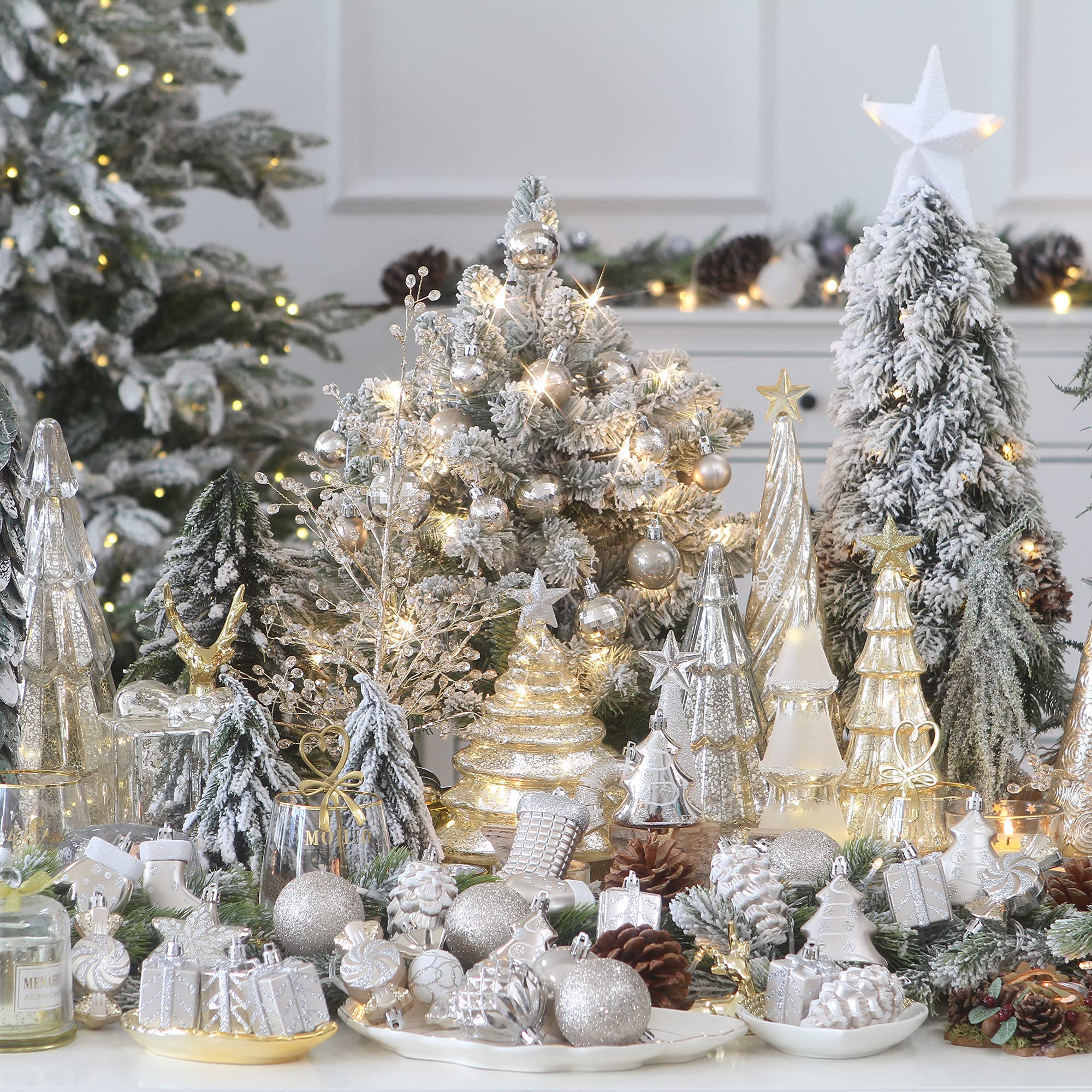 Sea Team ornaments on a decorated tree demonstrating safe shatterproof benefit