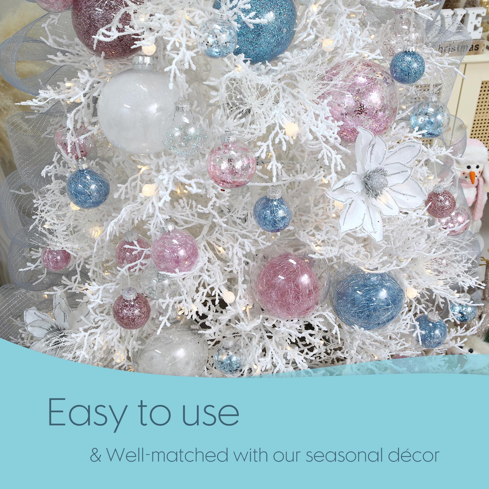 Sea Team ornaments hung on a decorated tree showing safe festive shine in use