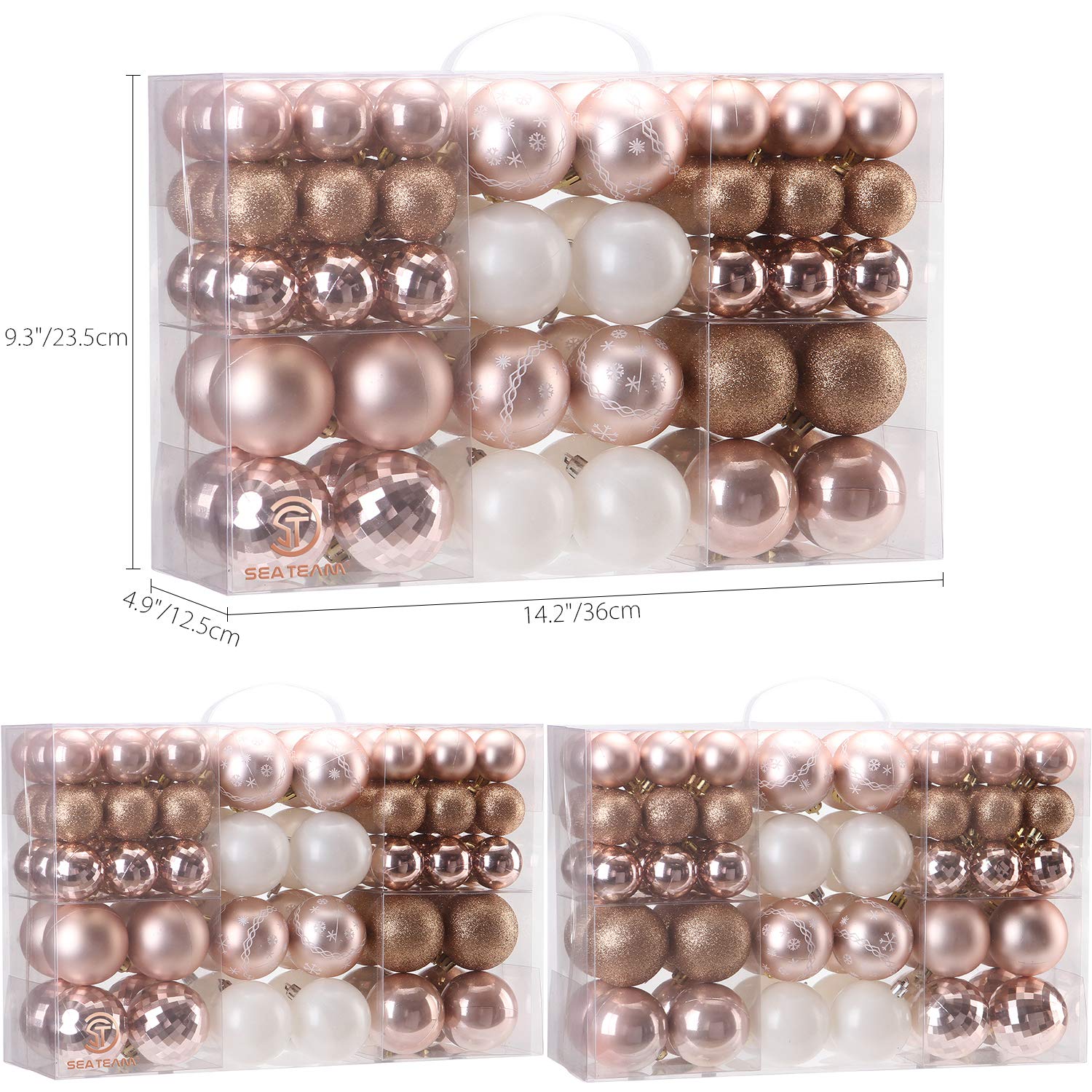 Sea Team rose gold assorted sizes spread out for styling options