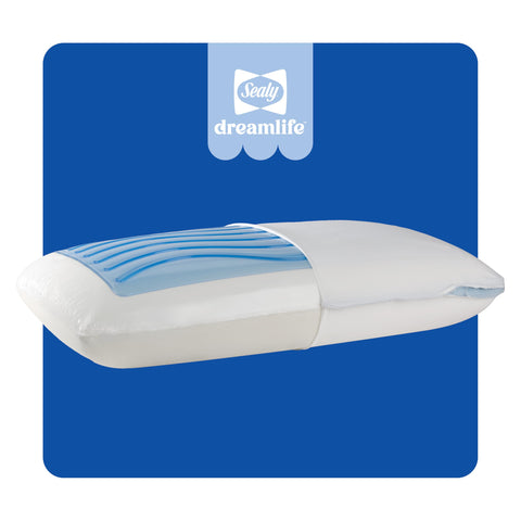 Sealy front view of king pillow showing full shape and support benefit