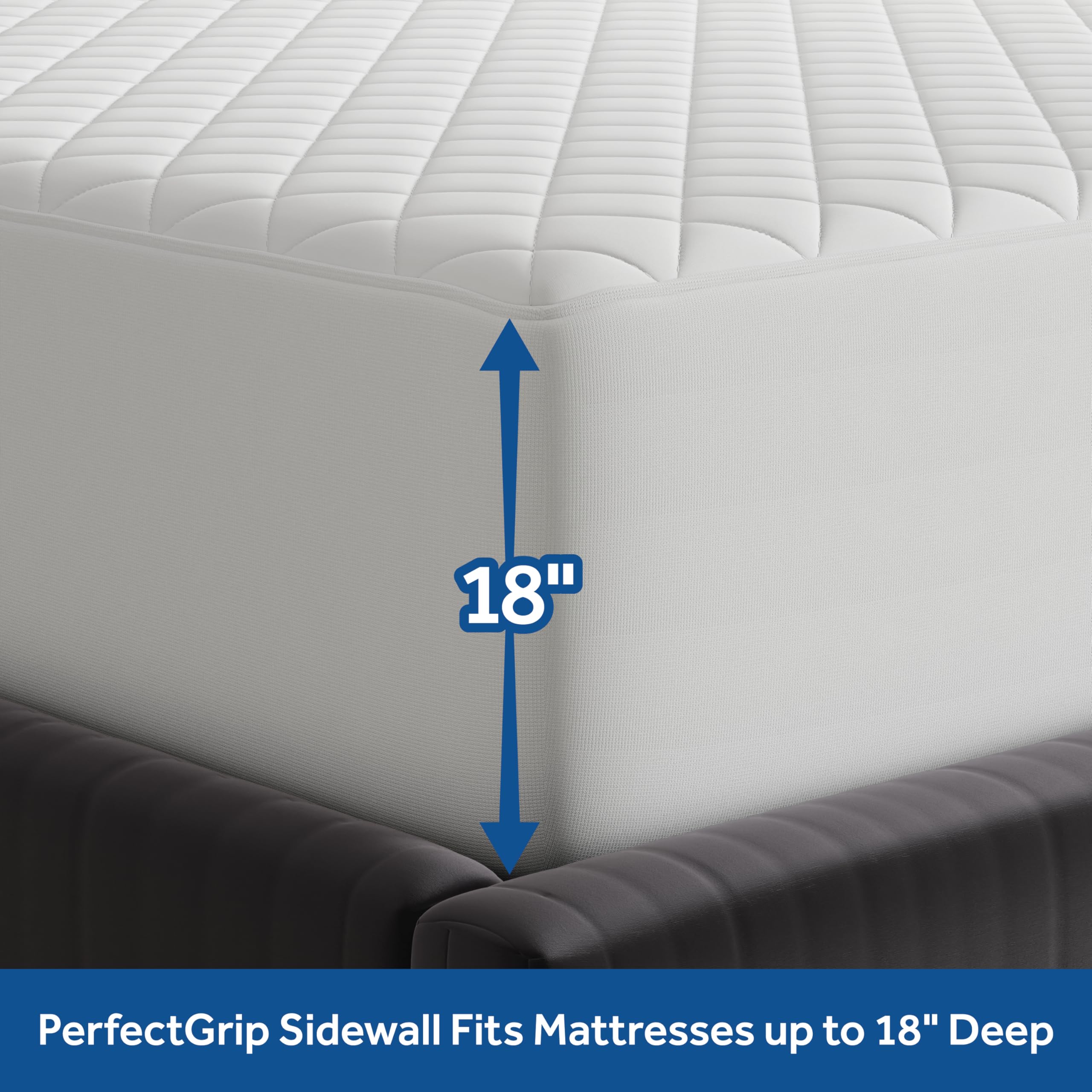 Sealy PerfectGrip elastic skirt view securing pad on mattress for stability