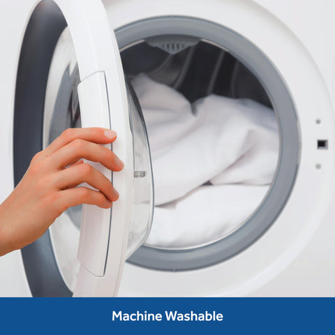 Sealy care label closeup advising easy machine-wash maintenance benefit