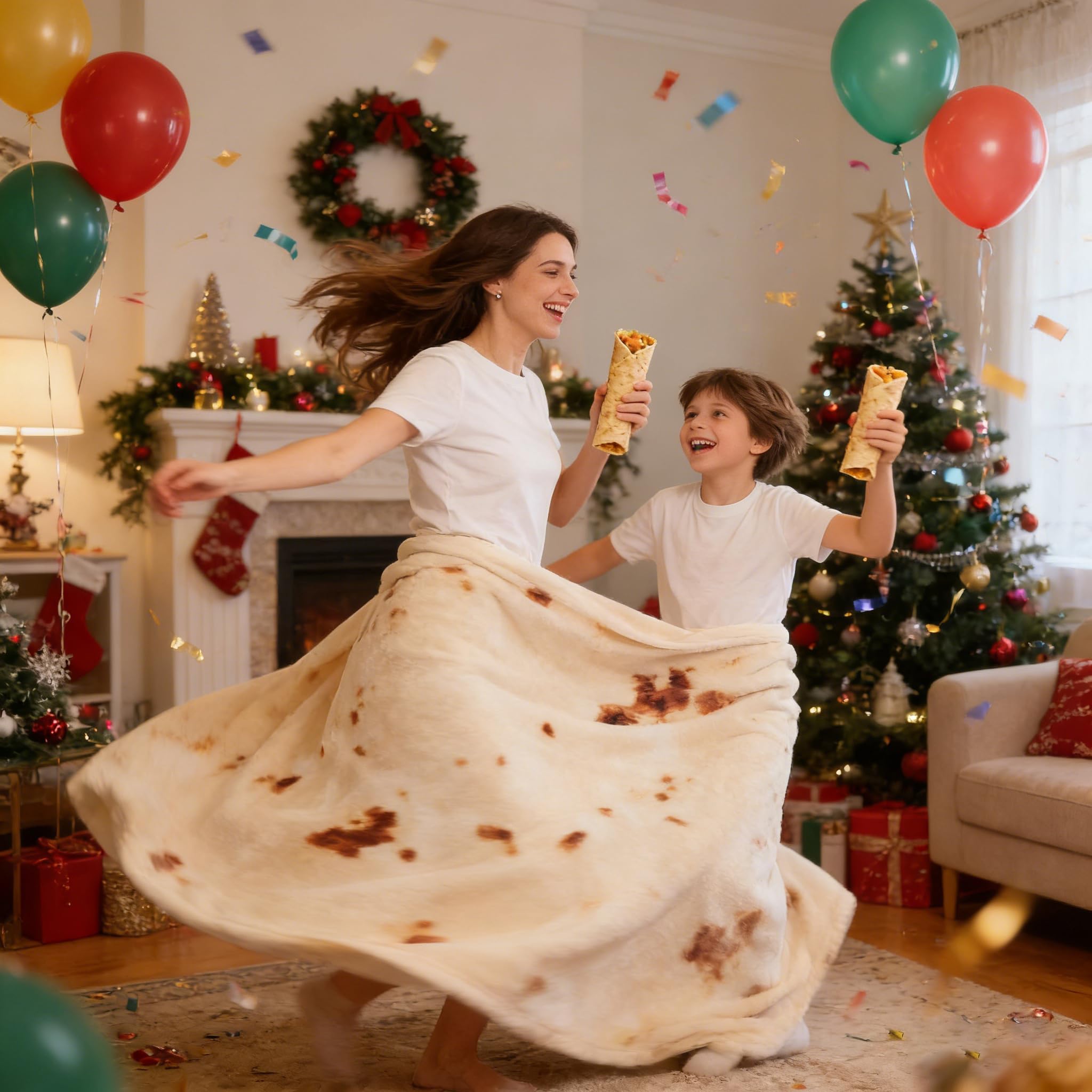 SeaRoomy full spread 80-inch blanket displaying realistic tortilla design