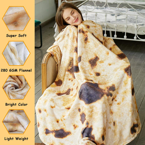 Adult wrapped in SeaRoomy burrito blanket demonstrating full-body comfort