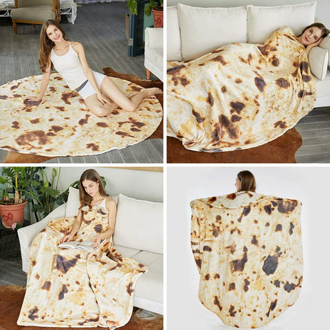 SeaRoomy burrito blanket styled on a sofa showing fun decor and warmth