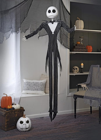 Seasons Jack Skellington hanging in a decorated room creating spooky atmosphere