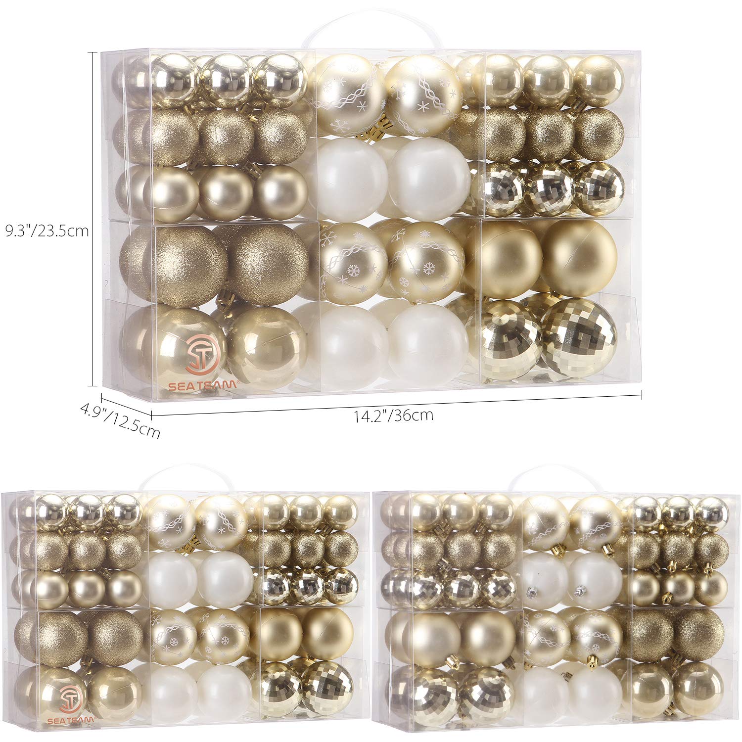 Sea Team close-up of gold ornament texture highlighting durable shatterproof finish