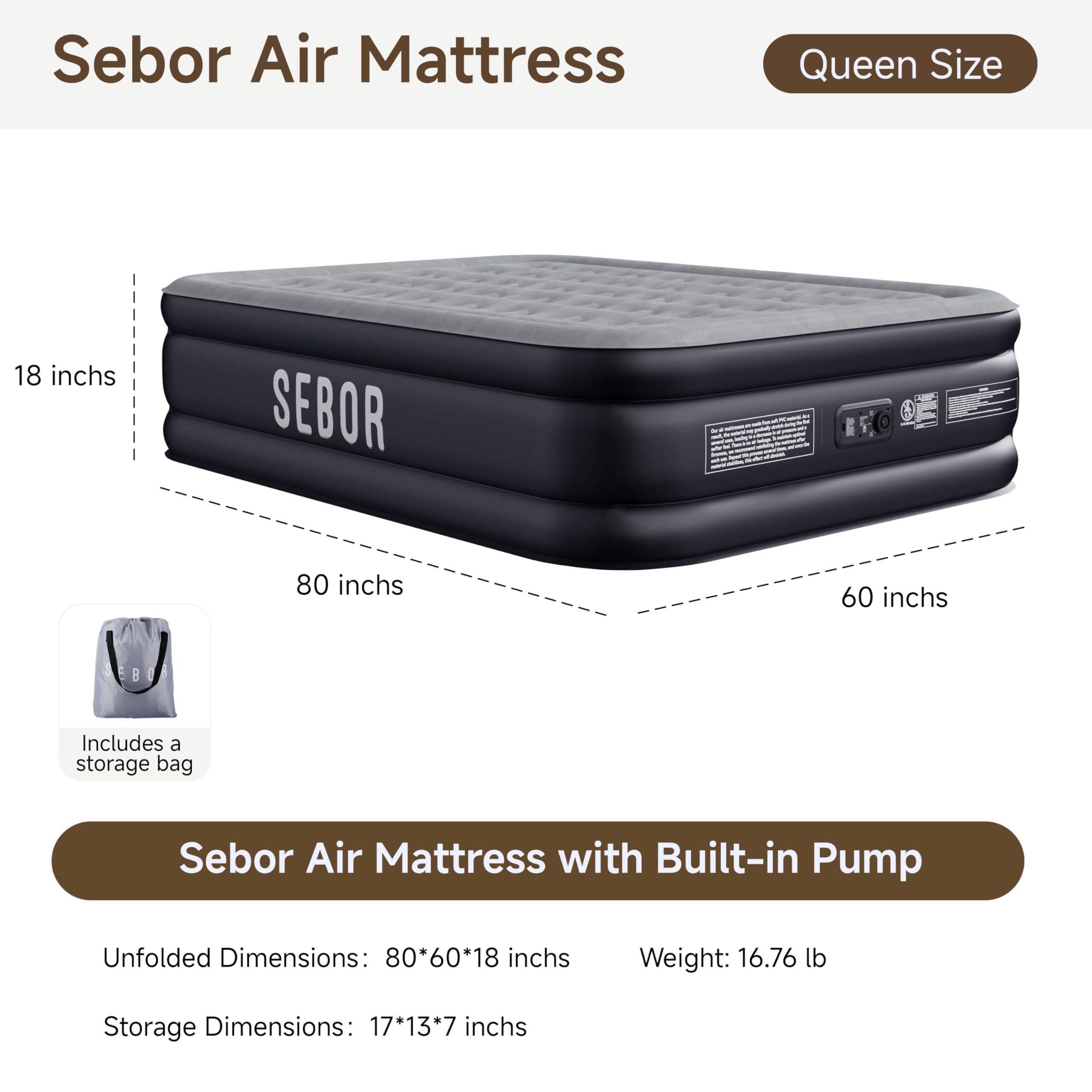 Sebor packed in storage bag for easy transport and compact storage