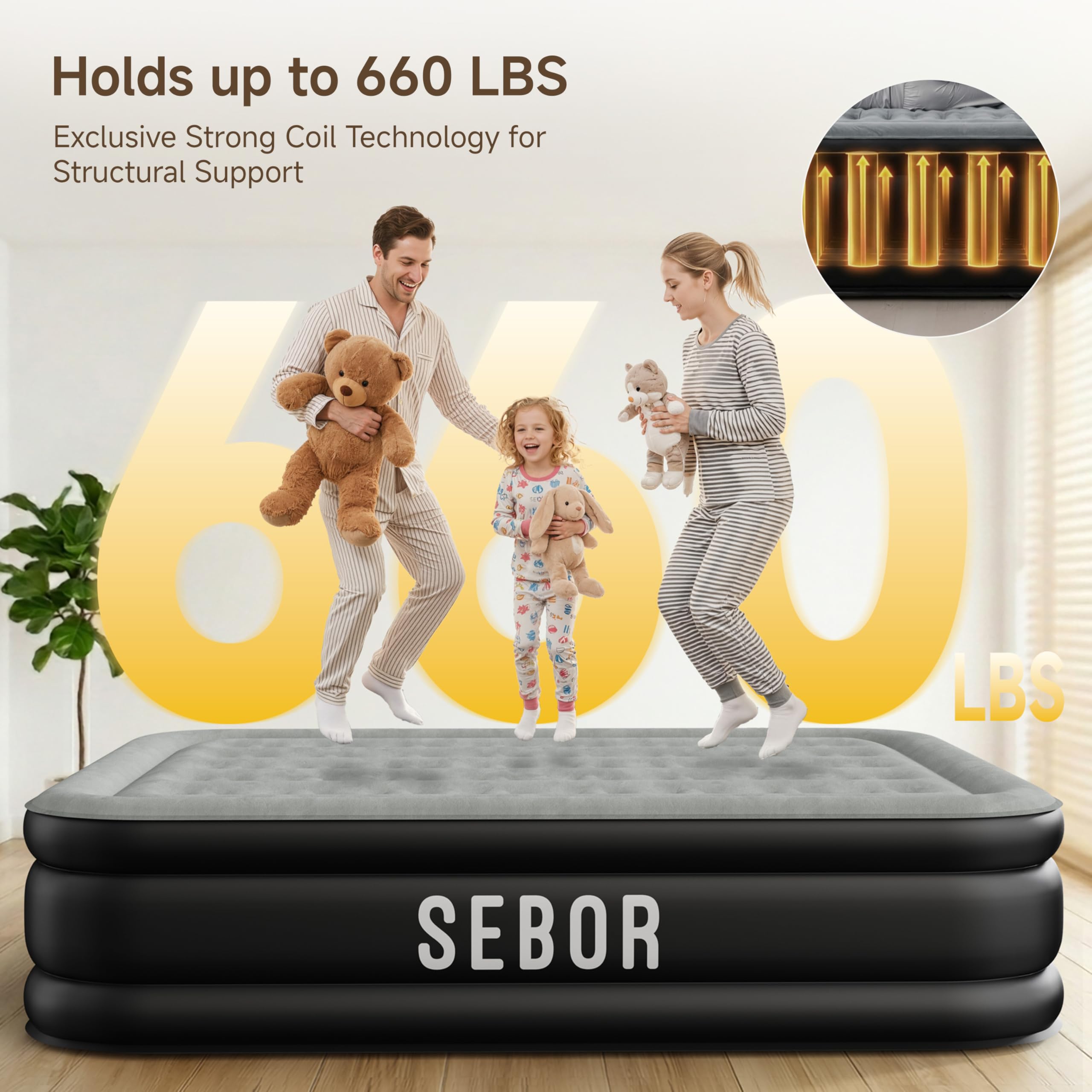 Sebor plush velvet top texture for soft sleep surface and comfort
