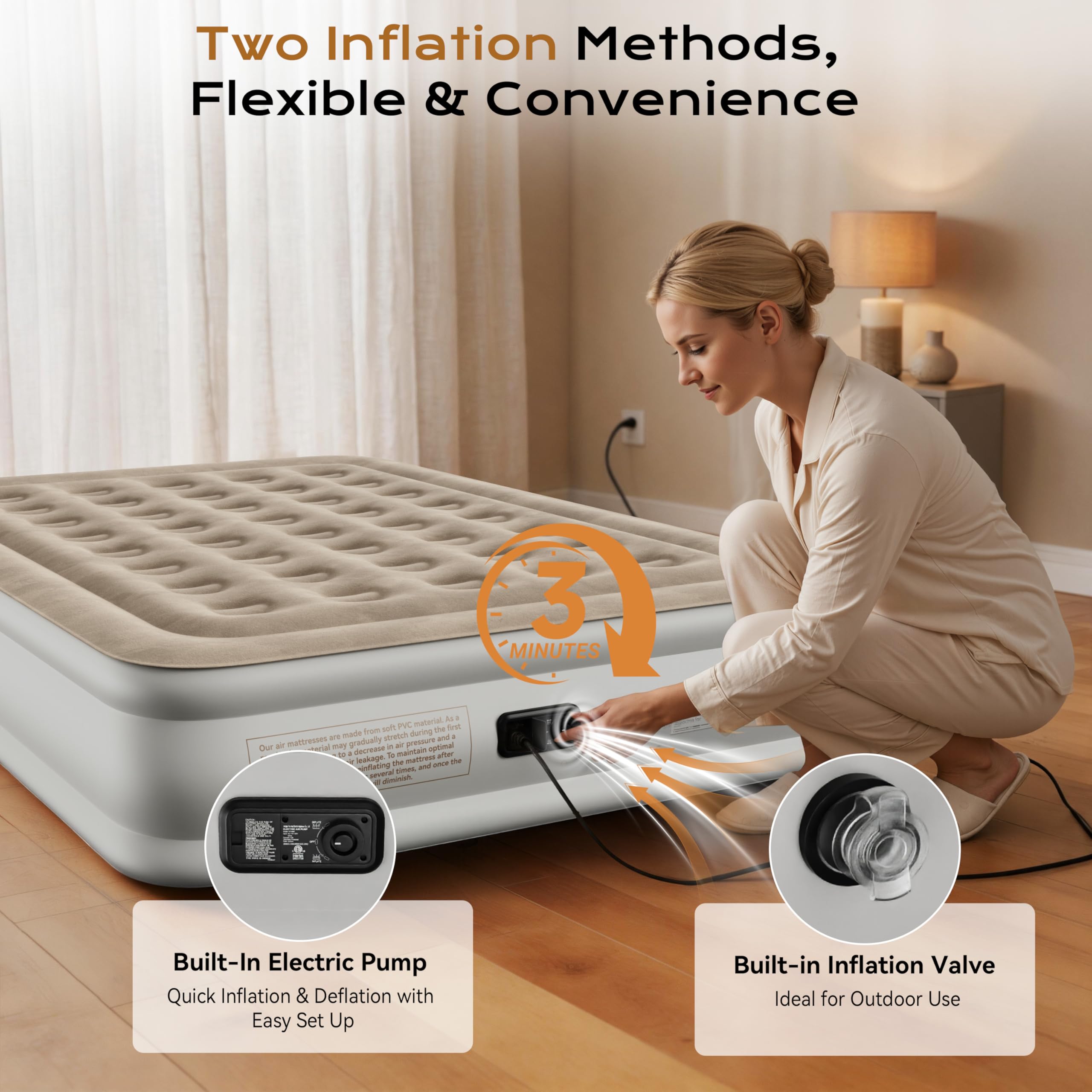 Sebor inflated side profile shows 13-inch height for bed-like support