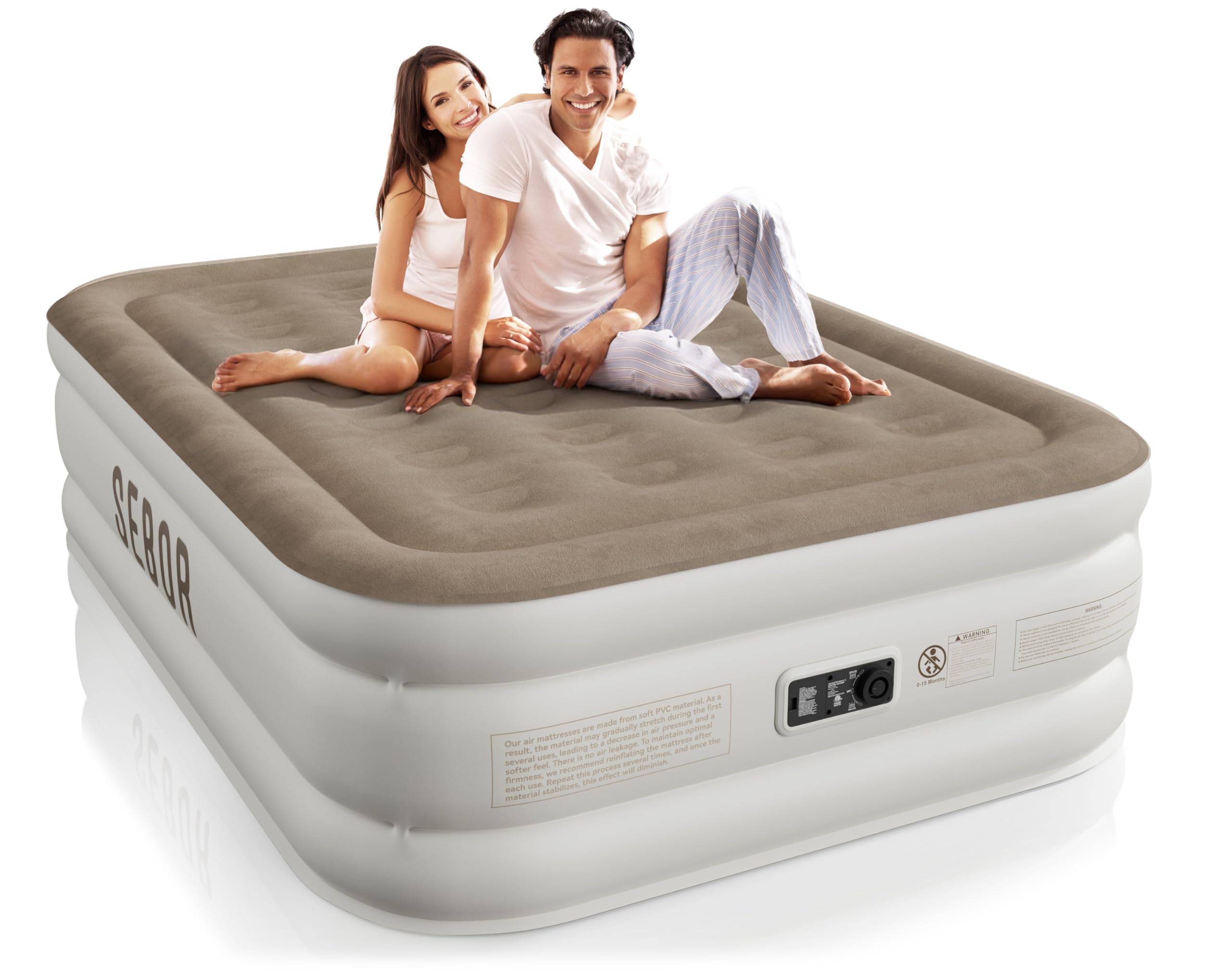 Sebor mattress front view showing plush top and full size support