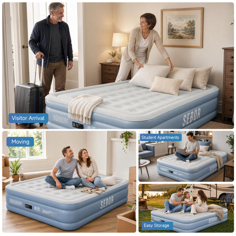 Sebor mattress next to chair showing 18 inch raised height