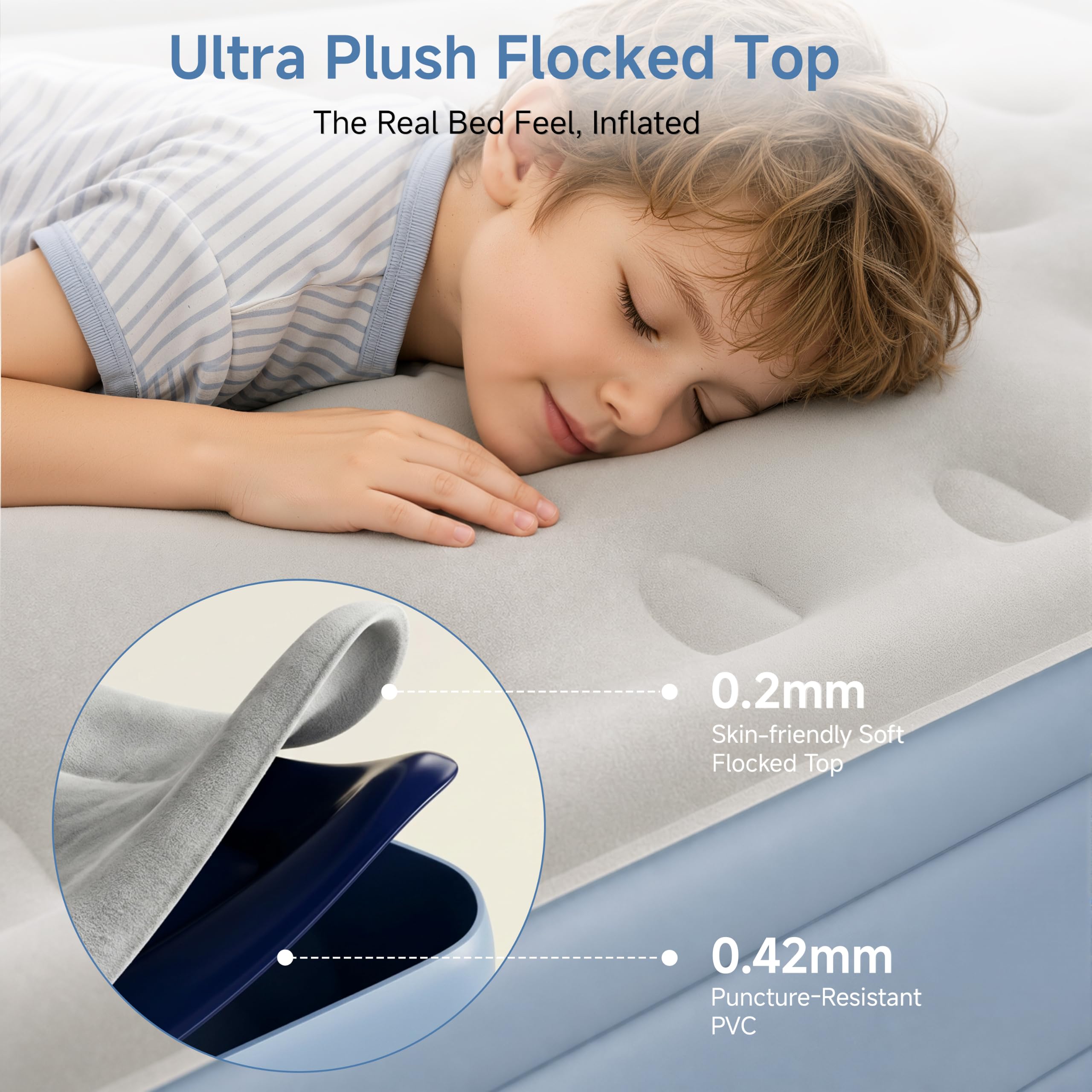 Sebor close-up of velvet-like top delivering soft sleep comfort