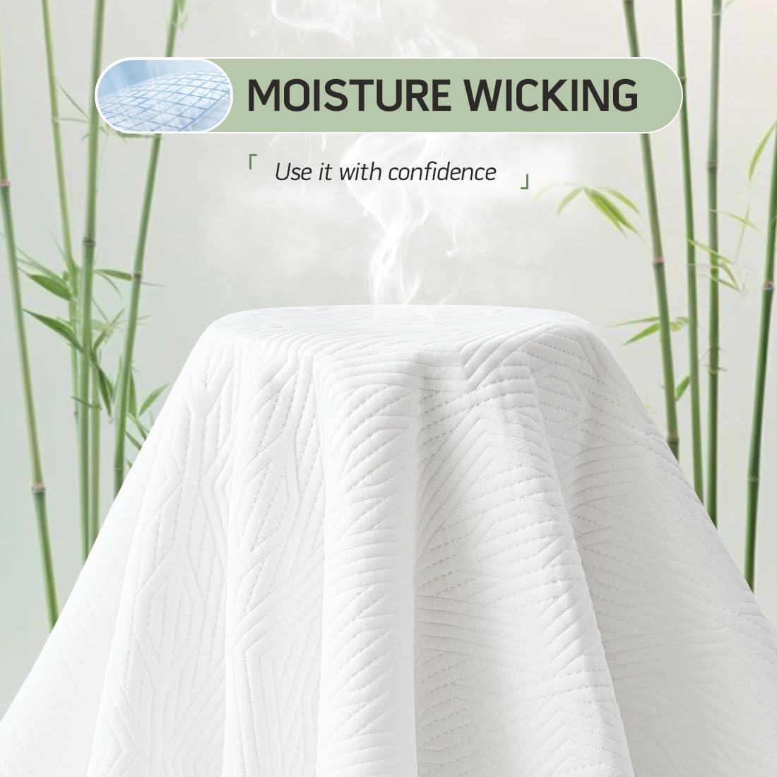Secgo deep elastic pocket corner demonstrating secure fit on thick mattresses