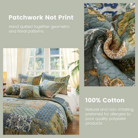 Secgo queen quilt styled on bed in room scene demonstrating layered decor and coziness