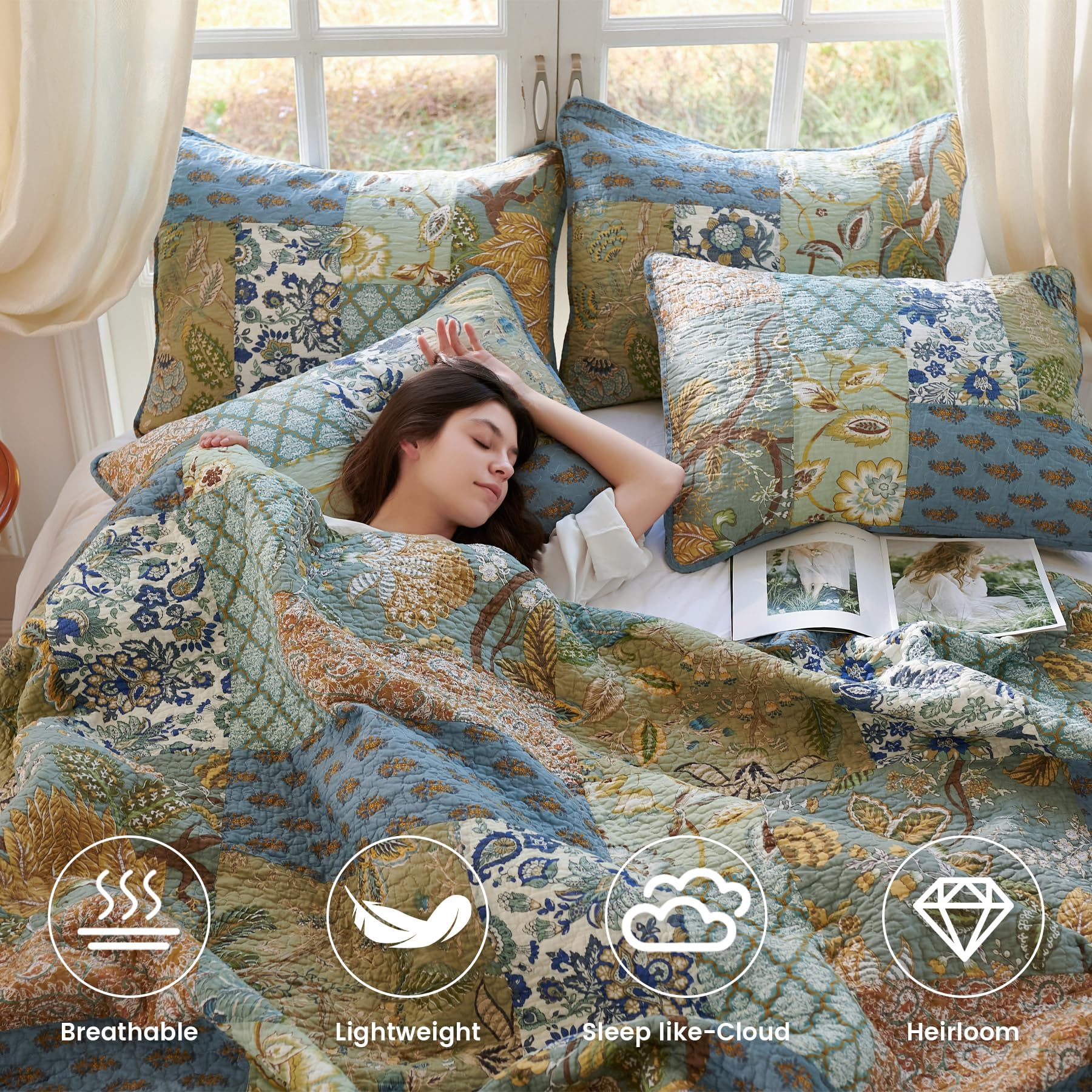 Secgo patchwork texture detail showing fabric weave and soft hand for comfortable sleep