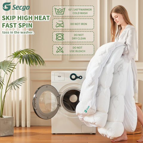 Secgo care label macro indicating machine-washable instructions and durability