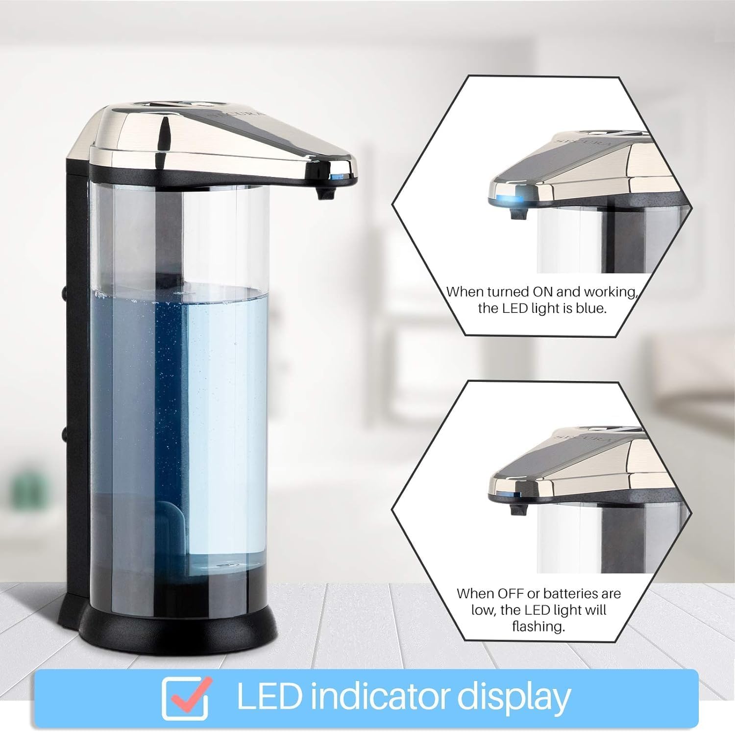 Secura infrared sensor demonstration highlighting touchless activation for hygiene