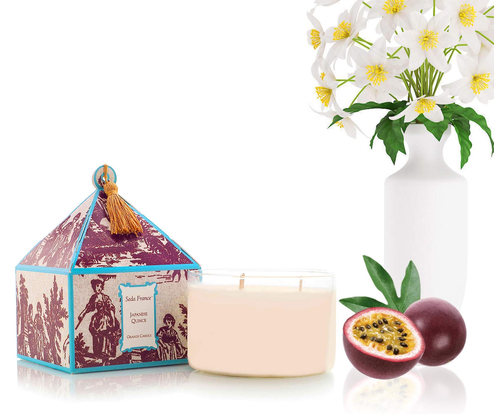 Seda France three wicks top view demonstrating even burn for consistent fragrance