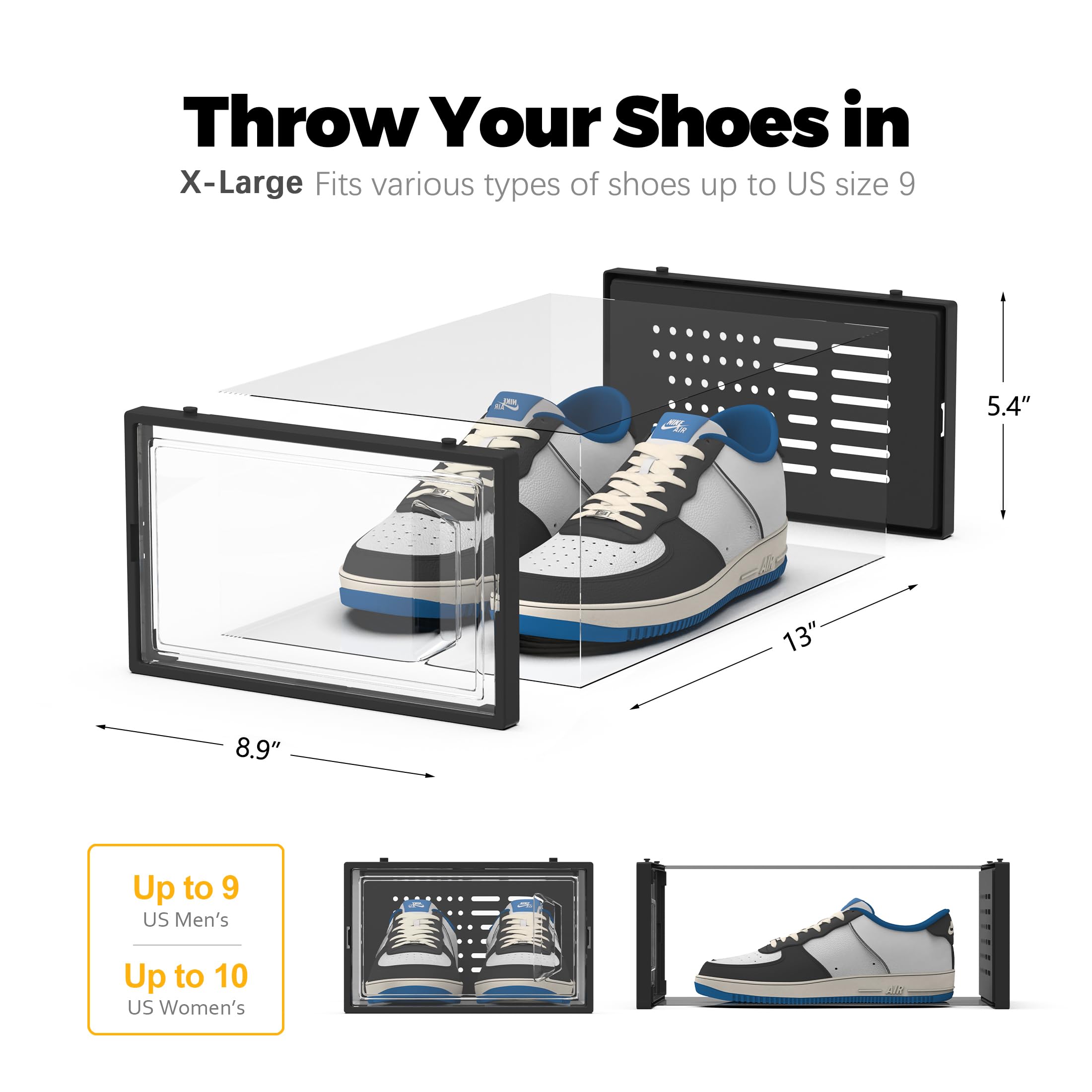 SEE SPRING box beside sneaker illustrating internal fit and sizing