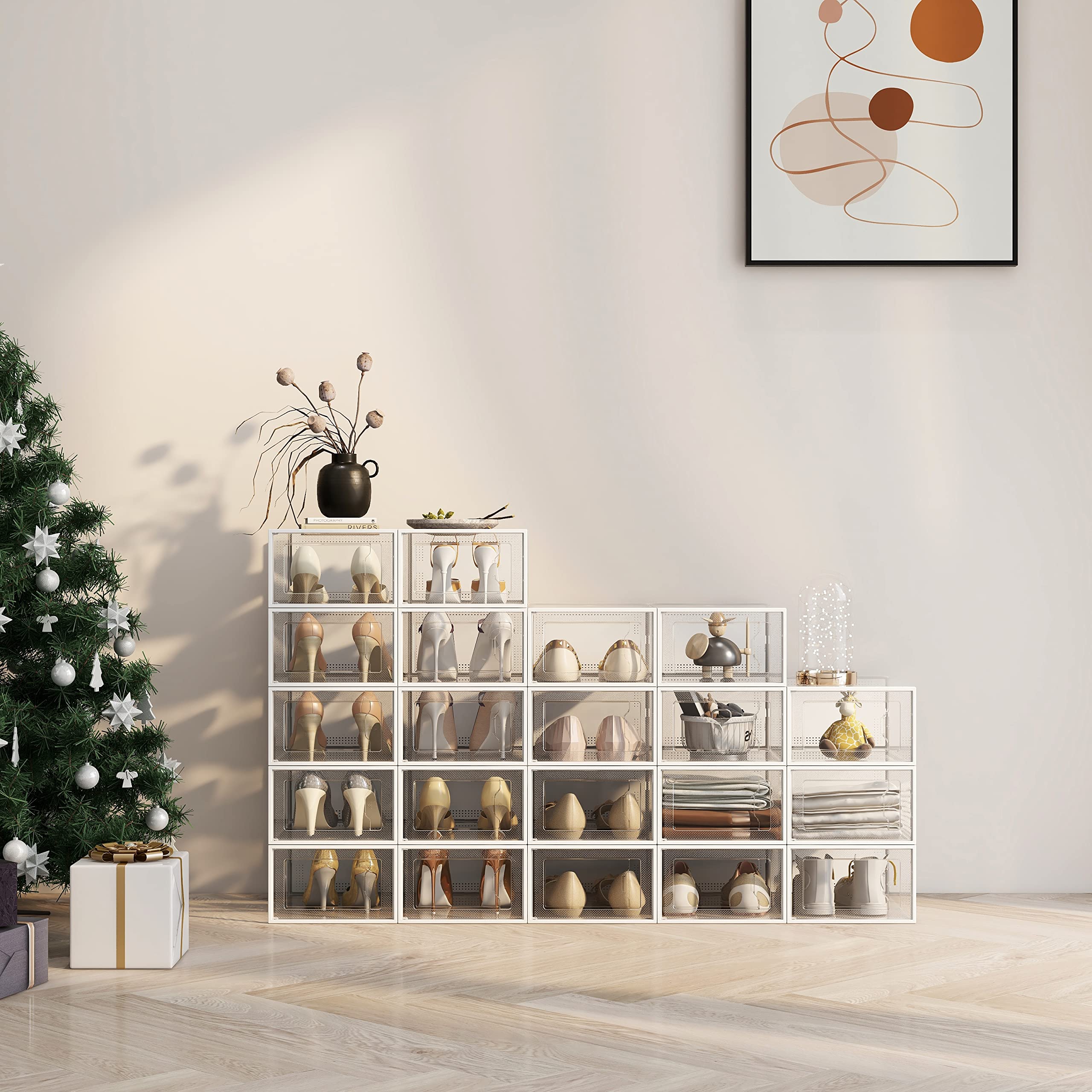 SEE SPRING box slid under bed illustrating space-saving storage