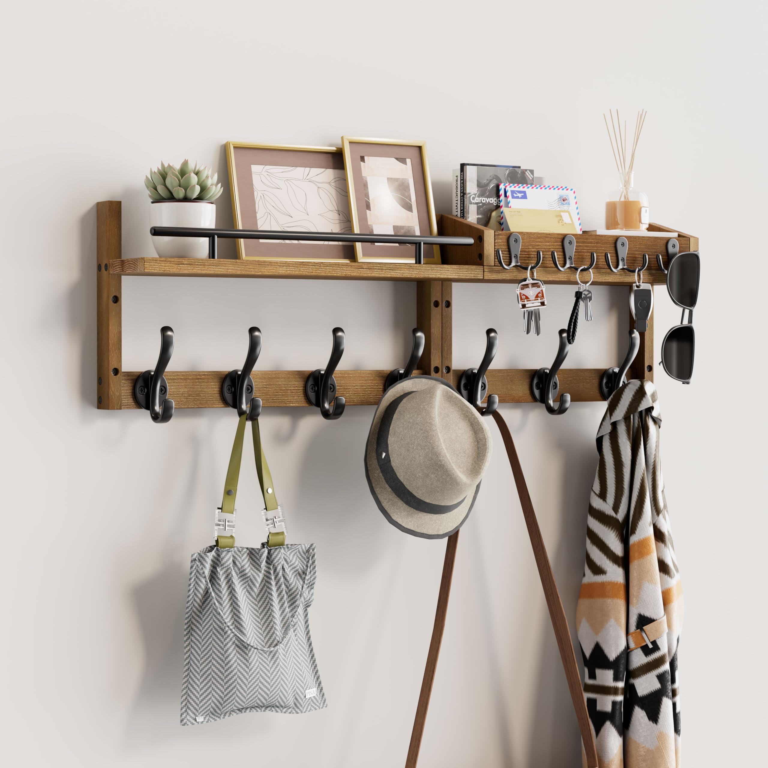 Segtenant front view of full 29 inch coat rack displaying storage benefits