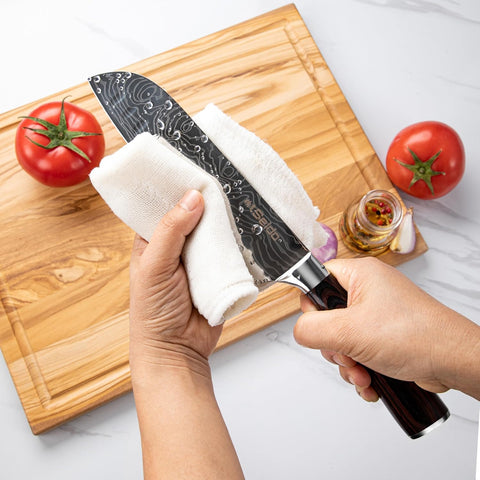 Seido honing steel and kitchen shears displayed for easy maintenance and versatility
